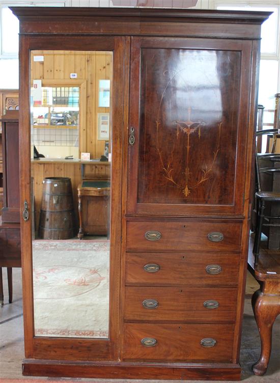Edwardian inlaid mahogany wardrobe